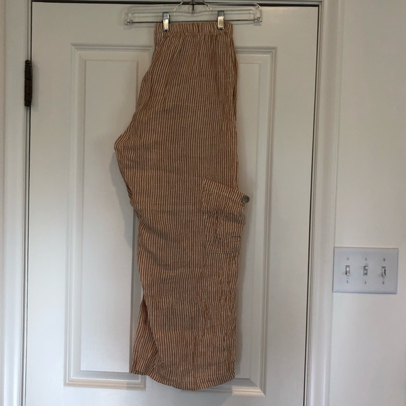 Goddess Gear 100% Linen pants in orange pinstripe. Size XL - Picture 2 of 3